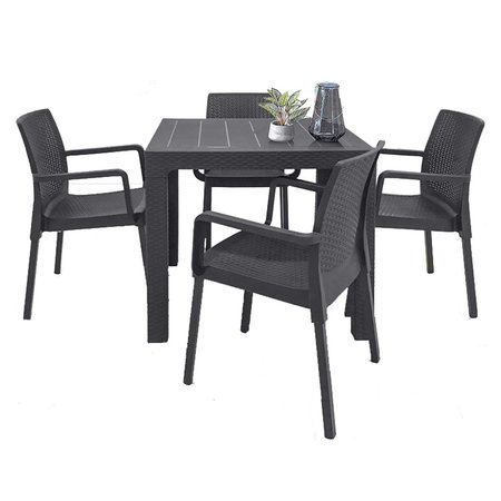 RAINBOW OUTDOOR Napoli 5-Piece Dining Set-Anthracite RBO-NAPOLI-ANT-5DA